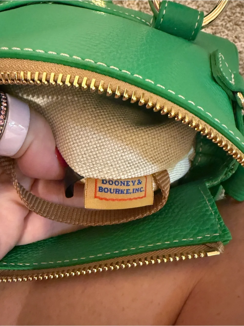 Dooney & Bourke Kelly Green Lucca Pebbled Leather Satchel with Gold Hardware